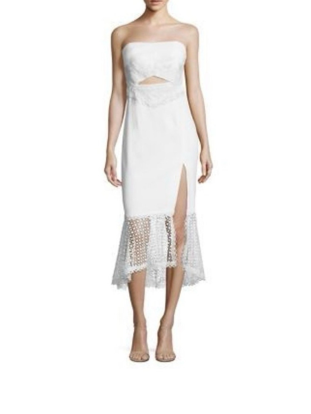 Jonathan Simkhai Women's Windowpane Lace Bandeau Dress Size 2 in White Cutout